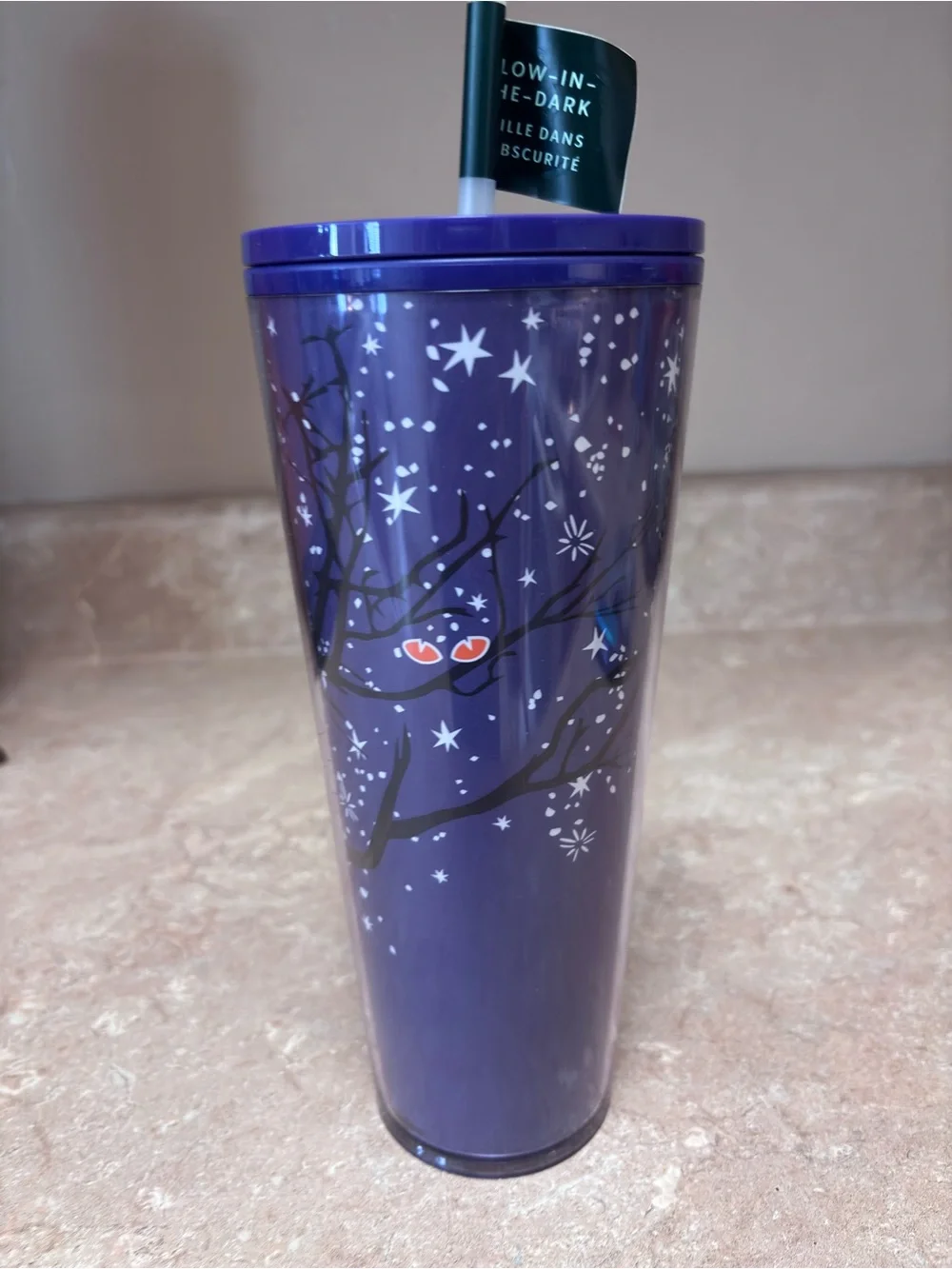 Starbucks Halloween 2022 Cat Eyes Glow-in-the-Dark Tumbler 24oz Purple Venti